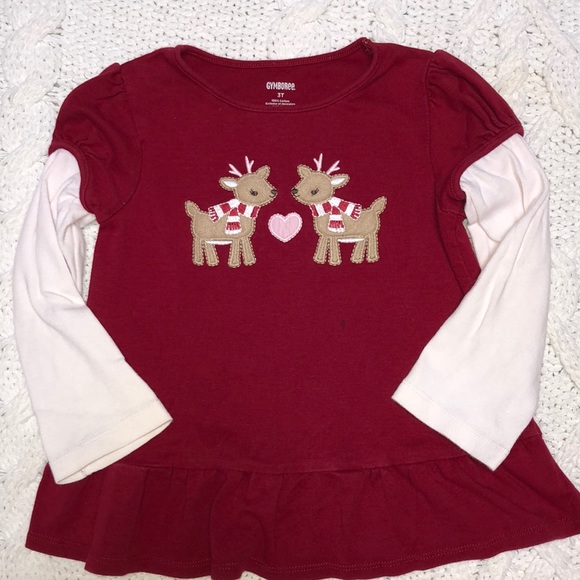 Gymboree Other - Gymboree holiday reindeer tunic ruffled top 3T